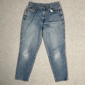 Chic Jeans Women Size 14 Petite Medium Wash Blue Denim High Rise Tapered Leg